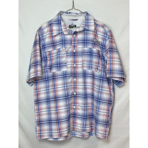 Habit Men’s L Patriotic Red/White/Blue Vented Fishing Shirt Button Front Outdoor - Picture 1 of 8
